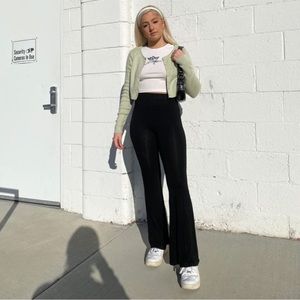 Vintage PINK Victoria's Cotton Secret Black Flared Leggings